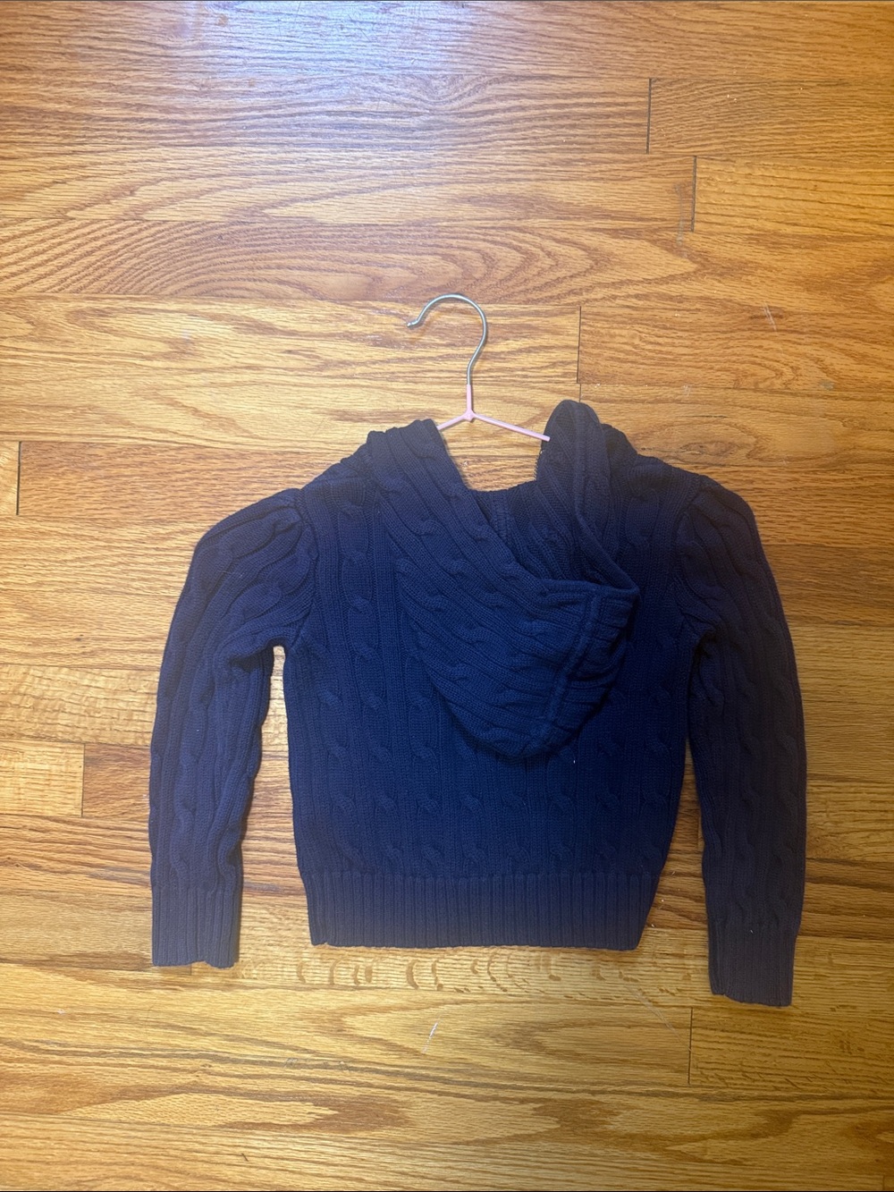 Ralph Lauren Girls Navy Cable Knit Zip Hoodie Cardigan - Picture 2 of 3